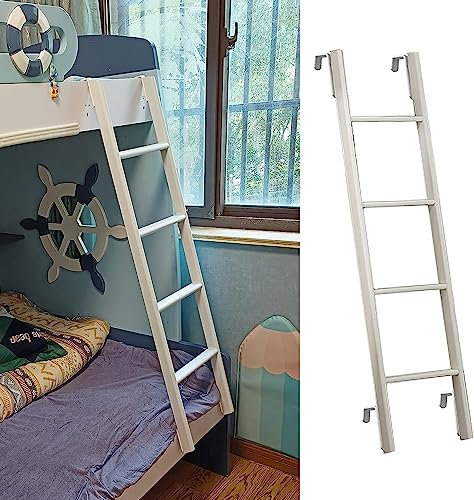 Scaletta Letto a Castello Scala per Letto a Castello per Dormitorio Camper, Scalette di Salita Gemelle Bianche Lunghe Regolabili In Metallo con Ganci, Scalette per Camera da Letto (116cm)