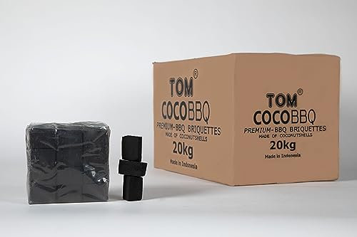 Charbon de Noix de Coco Tom- BBQ Briquettes - Carton 20 KG – Qualité Premium