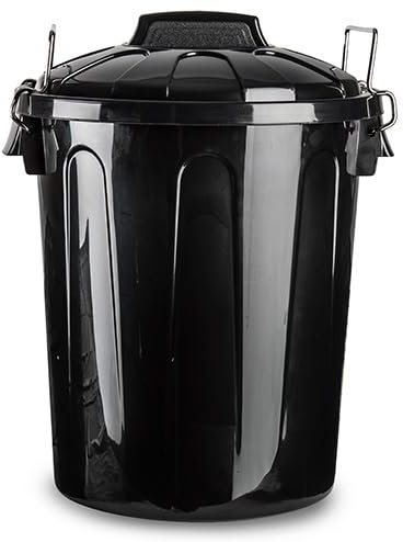 Muddy Hands 21 Litre Plastic Bin Indoor Kitchen Outdoor Garden Rubbish Waste Recycling Dustbin Animal Feed Pet Food Storage (Black)
