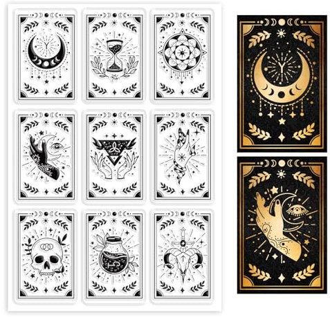 PH PandaHall Magischer Kartenstempel PVC Kunststoff Transparente Stempel Hexen Themenstempel Gothic Ziegenhorn Trank Mondaugen Totenkopf Sanduhr Timer Für DIY Scrapbooking Dekoration Album Basteln