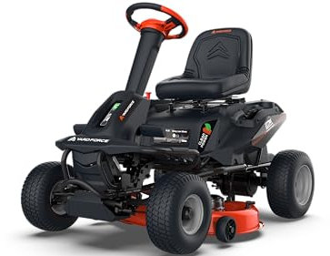 Yard Force ProRider E559 with 56V Battery, 96 cm Cutting Width, 12-Level Cutting Height Adjustment, Precise Mowing, Brushless Motor, Heavy Duty Steel, LED Headlight, RMO, Mobile Charger