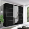 German Sliding Wardrobe Spacious Bedroom Sliding Wardrobe - Sleek and Functional Design comes in White/Grey/Black/Oak and Width 150cm/180cm/203cm/250cm (Black, 250cm)