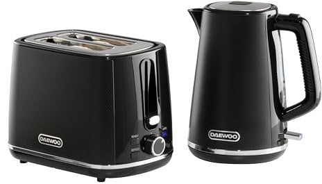 Daewoo Stirling, Jug Kettle & Toaster Set,Black