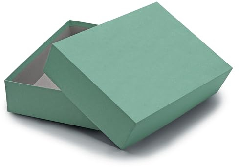 NEUSER PAPIER Geschenkbox mit Deckel DIN A4 – Aufbewahrungsbox Karton Eukalyptus Kraftpapier bezogen – Geschenkkarton Schachtel stapelbar 302 x 213 x 70 mm, 3 Stück