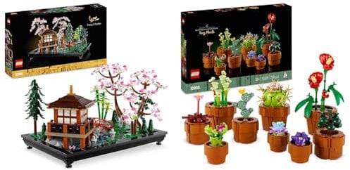 LEGO 10315 Icons Il Giardino Tranquillo, Kit Giardino Botanico Zen per Adulti con Fiori di Loto & 10329 Icons Piantine, Set Collezione Botanica con Fiori Artificiali in Vaso