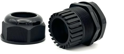 Pack of 4 M40 Black 40mm IP68 Waterproof Nylon Cable Glands, Locknut and Washer for 24mm - 30mm Cables, Compression Stuffing Gland Connector Sparky Market…