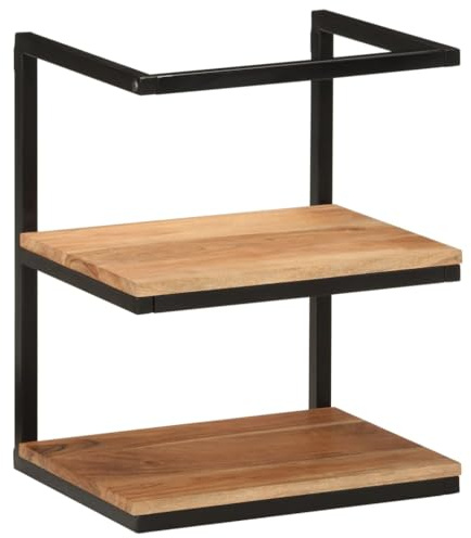 vidaXL Wandregal, Schweberegal mit viel Stauraum, Hängeregal Dekorativ für Wohnzimmer Schlafzimmer, Büroregal Bücherregal, Massivholz Akazie Eisen