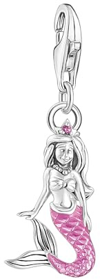 THOMAS SABO Charm-Anhänger kleine Meerjungfrau Silber 925 Sterlingsilber, Geschwärzt, Kaltemail