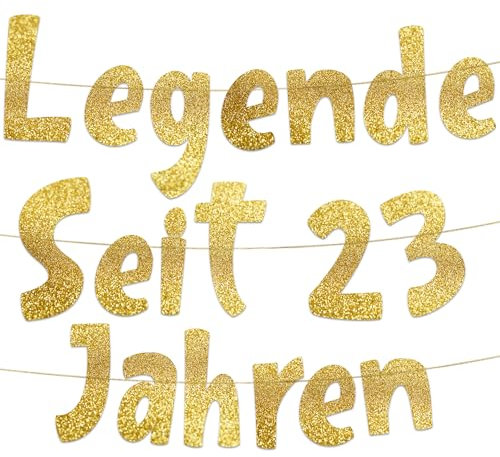 Lustige Banner, Glitzerbanner Legende Seit 23 Jahren, Partyzubehör zum 23. Geburtstag