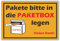Schild Paketbox 20cm x 30cm x 3mm hergestellt aus robustem PVC stoß und kratzfest Hinweisschild Pakete bitte in die Paketbox legen! mit UV-Schutz