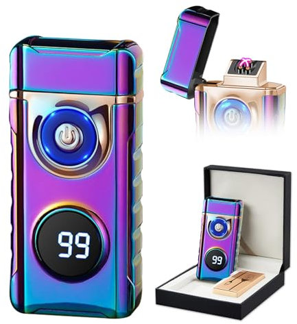 SKRFIRE Plasma Lighter Rechargeable Electric Lighter for Candle Arc Type C Electronic Torch Lighter Windproof Portable Metal Lighter with LED Power Display for Camping, Hiking, BBQ (colour)