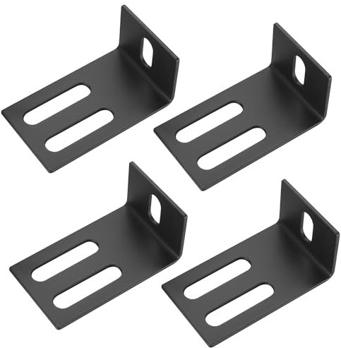 4 Pcs Angle Brackets, Corner Brackets for Wood, Adjustable 90 Degree L-Shaped Metal Corner Braces Bracket Connectors with Slots for Furniture - Black, 6 x 1-5/8 x 1-3/4 Inch