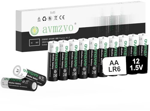 avmzvo Batterien AA 12 stück, Mignon Lr6 AA 1,5V, langlebige Power, Leistungsstark, Alkaline, Kann für Spielzeug, Wecker und andere elektronische Geräte verwendet Werden【10 Jahre Garantie】