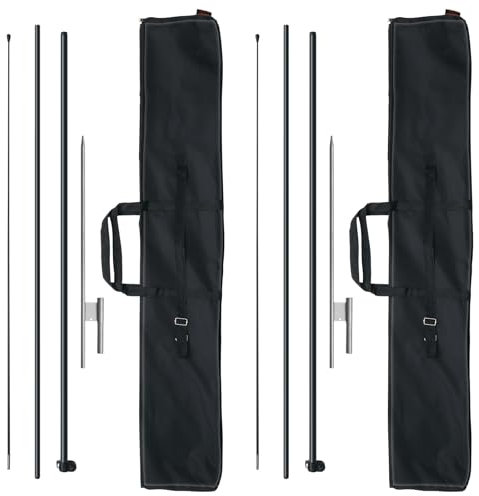 VEVOR 2 Paquetes Kit de Mástil de Bandera de Plumas de 388,5 cm con Estacas de Tierra y una Bolsa de Transporte (Bandera no Incluida), Mástiles de Bandera para Banderas Publicitarias Comerciales
