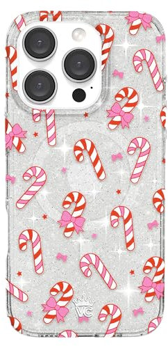 VELVET CAVIAR Christmas Phone Case for iPhone 16 Pro - Compatible with MagSafe [10ft Drop Tested] - Holiday Peppermint Glitter Winter Theme