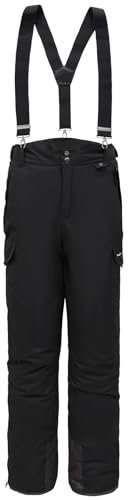 BenBoy Herren Skihose Gefüttert Warm Abnehmbaren Softshellhose Winddicht Wasserdicht Schneehose Hosenträgerhose mit Verstellbarer Träger Snowboardhose Outdoorhose Winter HXK7997M-Black-M