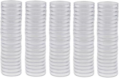 Lot de 100 capsules pour pièces de monnaie rondes transparentes (37 mm)