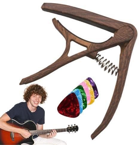 Tuxxjzm Ukulele Kapodaster Set, Nylon Mehrzweck-Ukulele Kapodaster Gitarre Kapodaster Set mit Plektren, Benutzerfreundlicher Gitarrenkapodaster für E-Gitarre