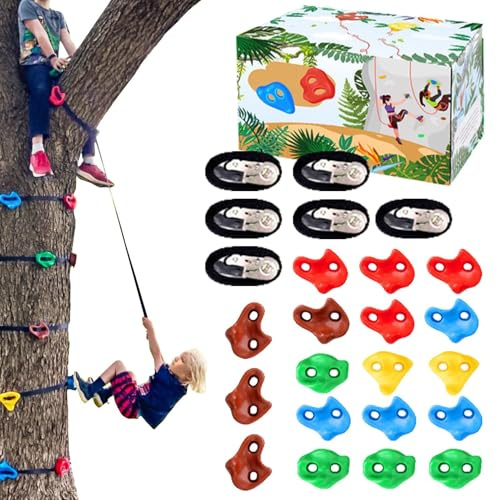 Wpsagek Klettergriffe für Kinder,Kletterwandgriffe,18X Kletterset Baumklettergriffe | Montagematerial im Lieferumfang enthalten, Kletterwand für Erwachsene, Indoor-Kletterwand für Kinder