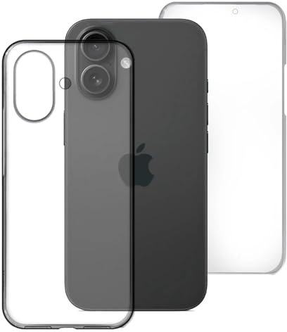 Max Power Digital Funda 360º para móvil iPhone 16 Plus Silicona Transparente - Carcasa Resistente Full Body Delantera y Trasera Doble Cara Completa Entera (iPhone 16 Plus)