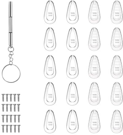 10Pairs of Eyeglass Nose Pads with Screws and Screw Driver, 15mm Soft Silicone Eyeglasses Nose Pads Upgraded Screw-In Eyeglasses Nose Pads Non-slip Comfortable Nose Pads Set for Eye Glasses Sunglasses