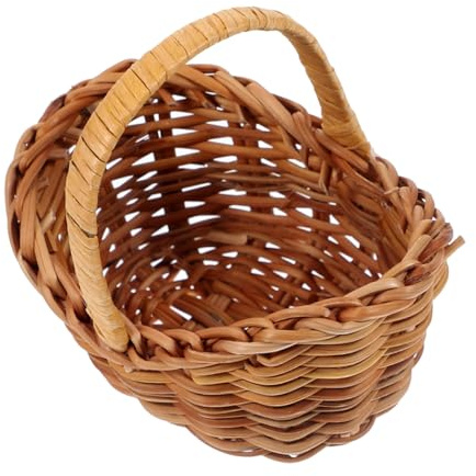 QUMIIRITY Weidenkorb Mini Gewebter Korb Kleiner Blumenkorb Weiden Picknickkorb Winzige Aufbewahrungskorb Für Zuhause