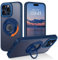 YINLAI for iPhone 15 Pro Max Magnetic Case [Compatible with Magsafe] with 360° Rotatable Ring Holder Stand Matte Translucent Back Slim Shockproof Case for iPhone 15 Pro Max 6.7 inch, Blue