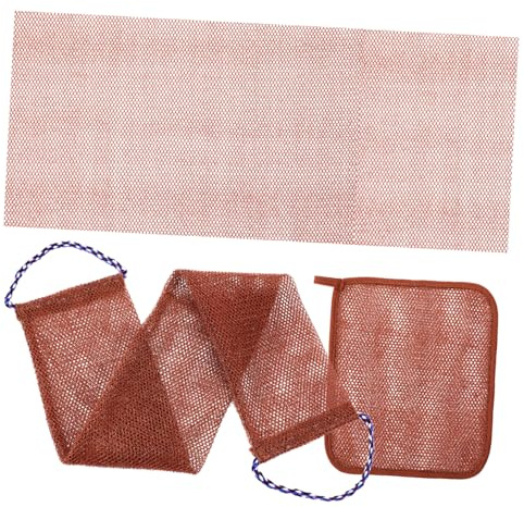 EXHUMKY 1 Satz Badetuch Peeling-handschuh Rückenwaschband Taube Körperwäscher Trockener Pinsel Pflege Reinigung Rückwaschwäscher Porenreiniger Luffa-riemen Badehandtücher Netz Brown Nylon