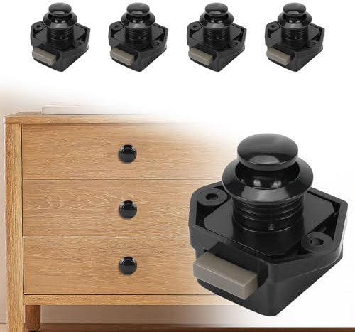 Opaltool Cerradura de Pestillo con Botón Pulsador, Pomo de Pestillo Sin Llave de 15-20mm, Cerradura de Puerta para Caravana Autocaravana Campista Furgoneta Barco Armario Puerta