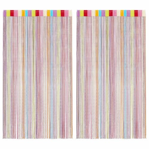 vidaXL Fadenvorhänge 2 STK. Mehrfarbig 100x250 cm, Fadengardine, Fransenvorhang, Gardine, Türvorhang, Vorhang, Vorhang mit Stangentasche, Raumteiler