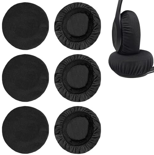 3 Pairs Headphone Earpad Covers,Stretchable Knit Fabric Earcup Protectors,Replacement Washable and Stretchable Headset Ear Covers Fits Headsets 9-10.5cm 3.54-4.13(Black)