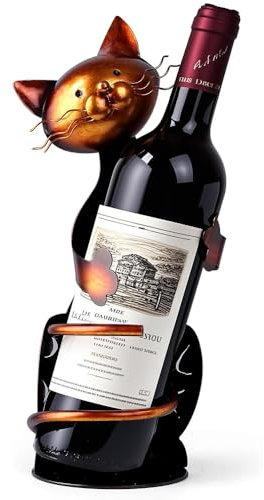 liamasum Wine Holder Racks Cat Decor for Wine Bottles Stand Metal Decorative Cat Gifts for Cat Lovers
