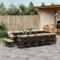 IKAYAA Polyrattan Gartenmöbel Set für 14 Personen, Garten Sitzgruppe, Rattan Essgruppe, Gartengarnitur, Sitzgarnitur, Terrassenmöbel Set, Gartentisch mit 14 Stühle & Kissen Braun und Creme