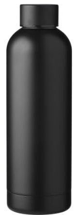 Botella con grabado personalizado, termo de acero inoxidable reciclado (negro)