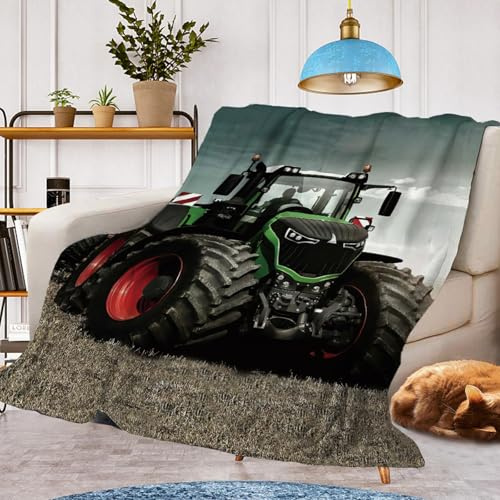 Decke TraktorMotiv Kuscheldecke,Warm und Flauschig Kinder Traktor Decken Flanelldecke,mikrofaser Couchdecke Raumdekoration(Traktor B, 130x150cm)