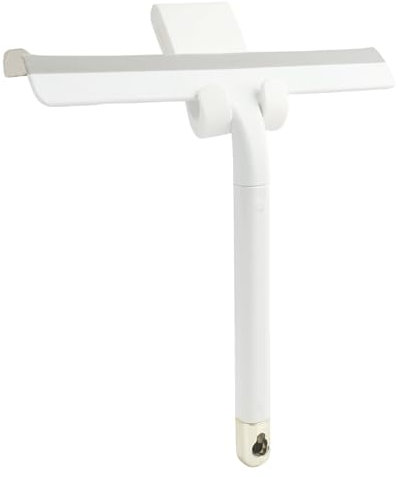 Jecdfs Raclette de Douche en Silicone avec Support sans Perçage - pour Nettoyage de Verre, Miroirs, Carrelage et Fenêtres de Voiture, Nettoyage sans Traces, Durable et Antidérapant - Blanc