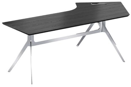 FZL02068LM PC Table L Shaped Desk Workstation Corner Laptop, Home Office Writing Table with Mirror Stainless Steel Legs Office Desk