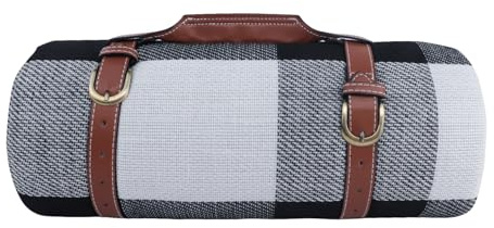 ZenMaarket 200x200cm Picknickdecke, Wasserdicht Schwarz-Seißes Stranddecke | Wasserdicht & sandabweisend, tragbar für Camping, Picknick, Familienfeiern, Platz für 6–8 Erwachsene
