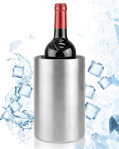KKUOYT Stainless Steel Wine Cooler 19x12cm Champagne Bucket Keeps Cold Wine Cooler Sleeve for Parties Bar