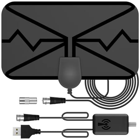 36DBI Antena TV Interior, Antena de TV Digital HD 4K 1080P con Amplificador y Cable Coaxial para Canales de TV Gratis DTMB VHF UHF DVB-T2 DVB-T TDT