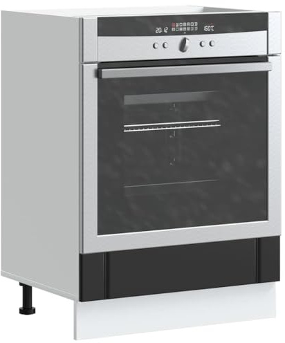 GeenYuu Armoire de Four Lucca Noir Bois d'ingénierie Meuble Rangement Cuisine avec tiroir Porte Vaisselle et étagère pour Buffet Placard Compact avec Pieds réglables