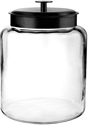 Anchor Hocking Montana-Glas mit Deckel (2 Stück, schwarzes Metall, spülmaschinenfest)