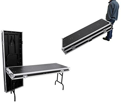 ROADINGER 2 Robuste Flightcase Tische je 162 x 62 cm mit Rollen Klapptisch klappbar