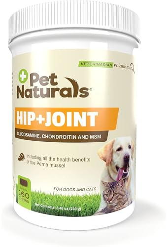 Pet Naturals Hüft- und Gelenkergänzung mit Glucosamin, Chondroitin und MSM für Hunde und Katzen, Entengeschmack, 160 Kauartikel