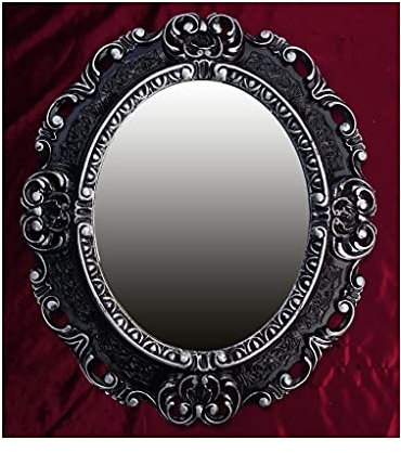 Lnxp WANDSPIEGEL Spiegel OVAL in Schwarz Silber Dualcolor REPRO 45x38 ANTIK BAROCK Rokoko REPLIKATE NOSTALGISCH Renaissance BAROCKSTIL 46SP