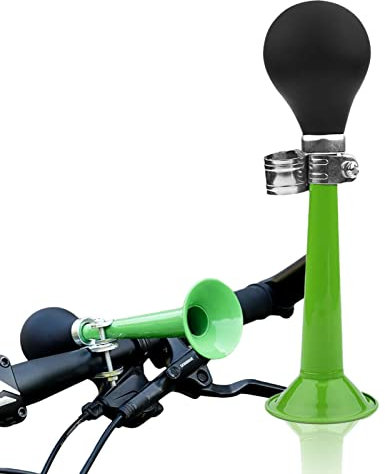 Bike Air Horn Fahrrad Radfahren Retro Chrome Metal Hooter Laut Glocke Signalhorn Trompete Alarm Gummi Quetschbirne, 8,46 Zoll(Grün)