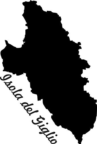 2X Adesivi per Auto, Sticker Isola del Giglio Isola Italiana (11 cm) Taglio Contorno (Nero)