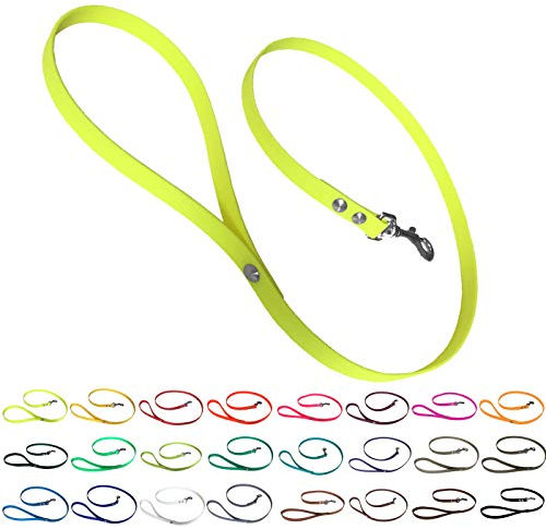 bio-leine Führleine Hundeleine mit Handschlaufe aus Biothane, 19mm breit, schmutz- und wasserabweisend, Leine für Hunde, 2,00 m Neongelb