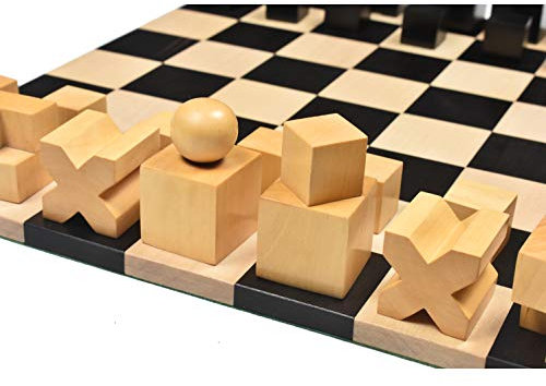 Royal Chess Mall 1923 Bauhaus Schachfiguren Set & Ebony Wood Board - Ebonisierte Buchsbaumstücke - 2
