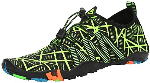 SAGUARO Homme Femme Chaussures pour Piscine et Plage Chaussons de Plongée d'eau Chaussettes Aquatiques pour Sports Nautiques Natation Surf Voile Mer Rivière, Vert Chartreuse, 35 EU
